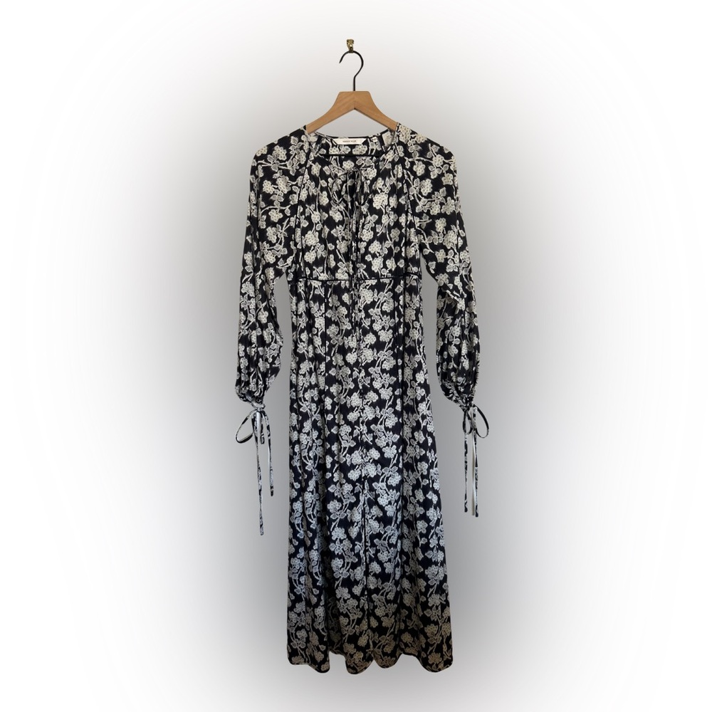 Rebecca Taylor ALICIA Floral Midi Long Sleeve Dress